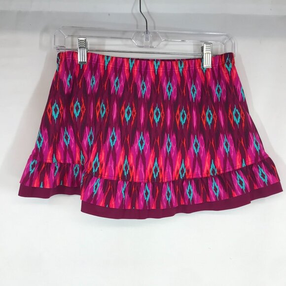 TITLE NINE - WOMEN'S SMALL - MULTICOLOR VIBRANT RUFFLE SWIM SKIRT BOTTOM - Picture 1 of 8